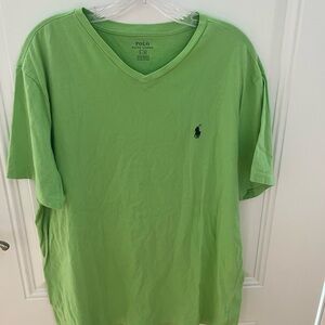 Polo by Ralph Lauren Men's Lime Green V-Neck Tee